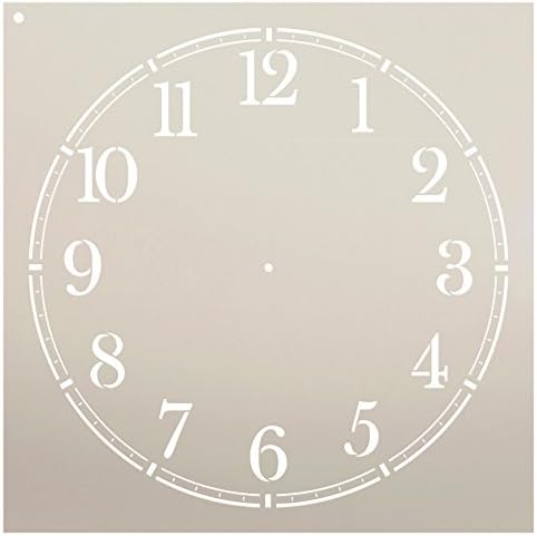 שעון קפה שעון פנים שבלונות מאת Studior12 | מספרים קלאסיים אמנות שעון - תבנית Mylar לשימוש חוזר | ציור, גיר, מדיה